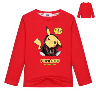 【現貨】兒童PikachuT恤2023新款呆萌皮卡丘聯名火影動漫長袖體恤男女學生神奇寶貝親子裝寵物小精靈長袖衣服