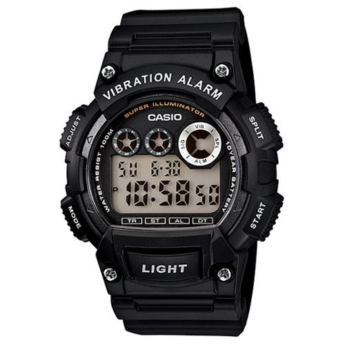 【CASIO】震動提示潮流電子錶-黑(W-735H-1A)正版宏崑公司貨