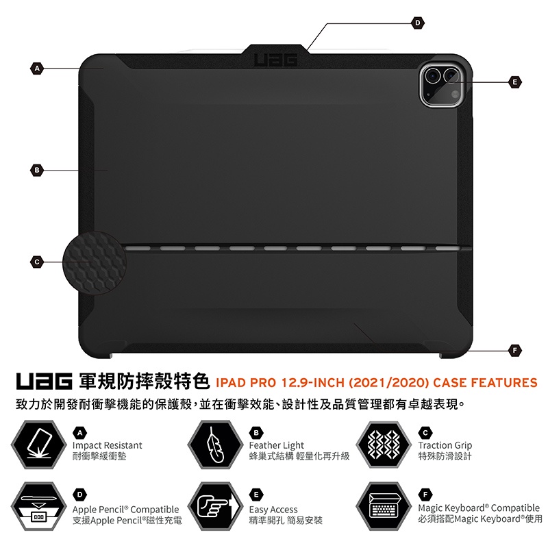 UAG SCOUT 巧控鍵盤 2018 iPad Pro 11吋 1代 耐衝擊保護殼, 黑