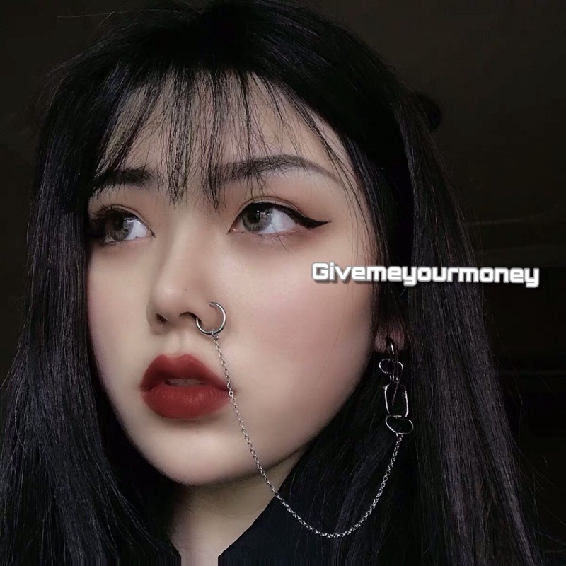 Givemeyourmoney 暗黑視覺系無穿孔唇環鼻環鏈 蝦皮購物