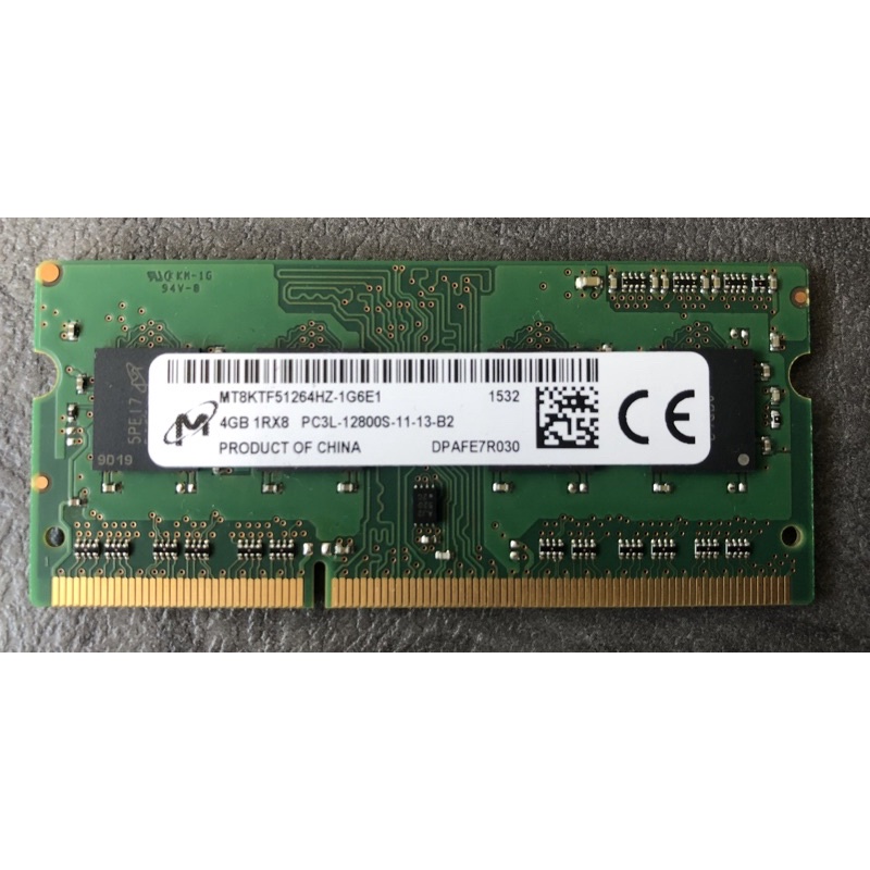 美光 4G 1Rx8 RAM DDR3L-1600  PC3L-12800S 筆電 記憶體 1.35V低電壓  現貨