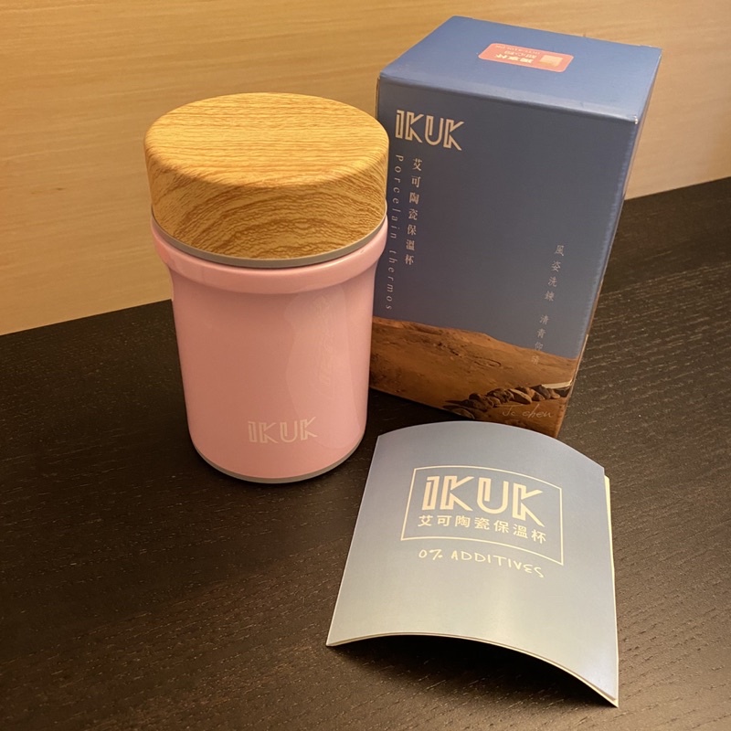 全新IKUK艾可 陶瓷保溫杯 獨享杯 410ml (無手把款) 甜心粉 內膽陶瓷 一體成形 無接縫