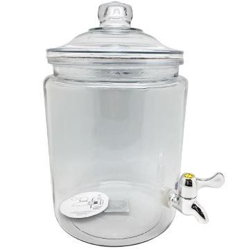 【大正餐具批發】美國製 水龍頭圓形玻璃罐 7600cc 飲料桶 玻璃罐 玻璃桶 開水桶 果汁桶 茶桶