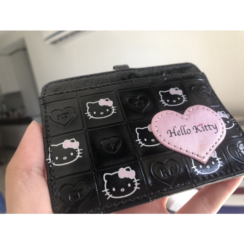 Sanrio 三麗鷗 Hello Kitty 凱蒂貓 愛心 黑色 低調 奢華 識別證 證件夾 卡套 票卡夾 證件套 掛繩