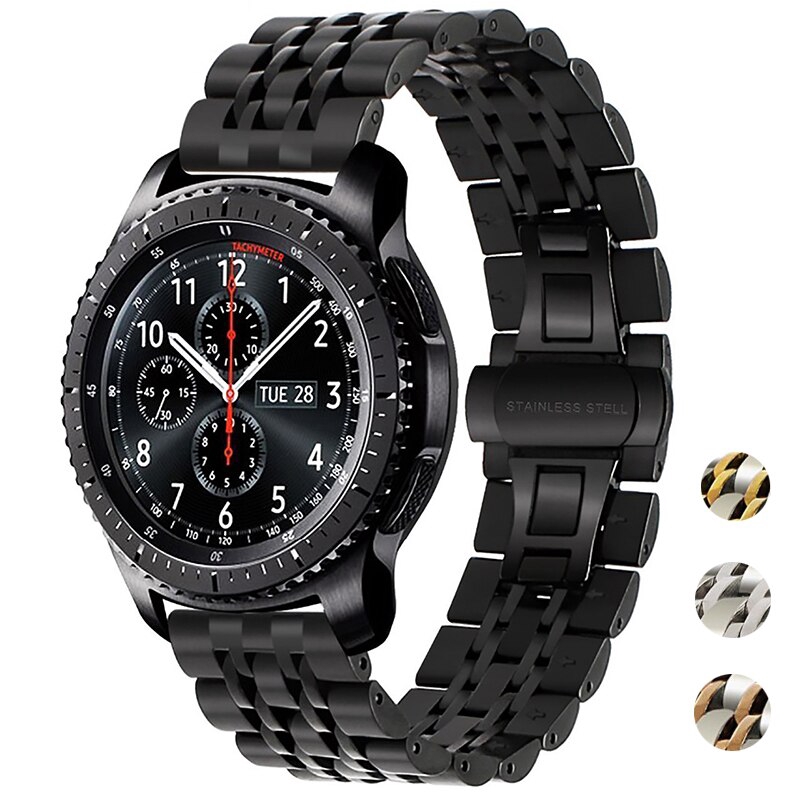 用於Samsung Gear S3 S2 Galaxy20mm22mm不銹鋼錶帶七珠快拆錶帶