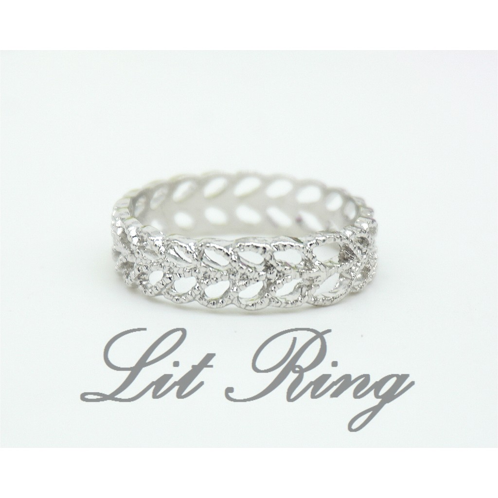 【Lit Ring】銀色心型鏤空雕花戒指。愛心 葉子 稻穗 麥穗 雕刻花紋 情侶對戒 戒指 飾品 情人節禮物 首飾