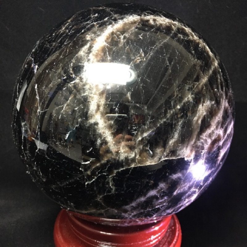 收藏 墨晶球 5600g 墨晶 圓球 黑水晶球 天然礦紋 水晶球 天然水晶球 風水石 擺件 禮物 石來運轉 淨化心靈
