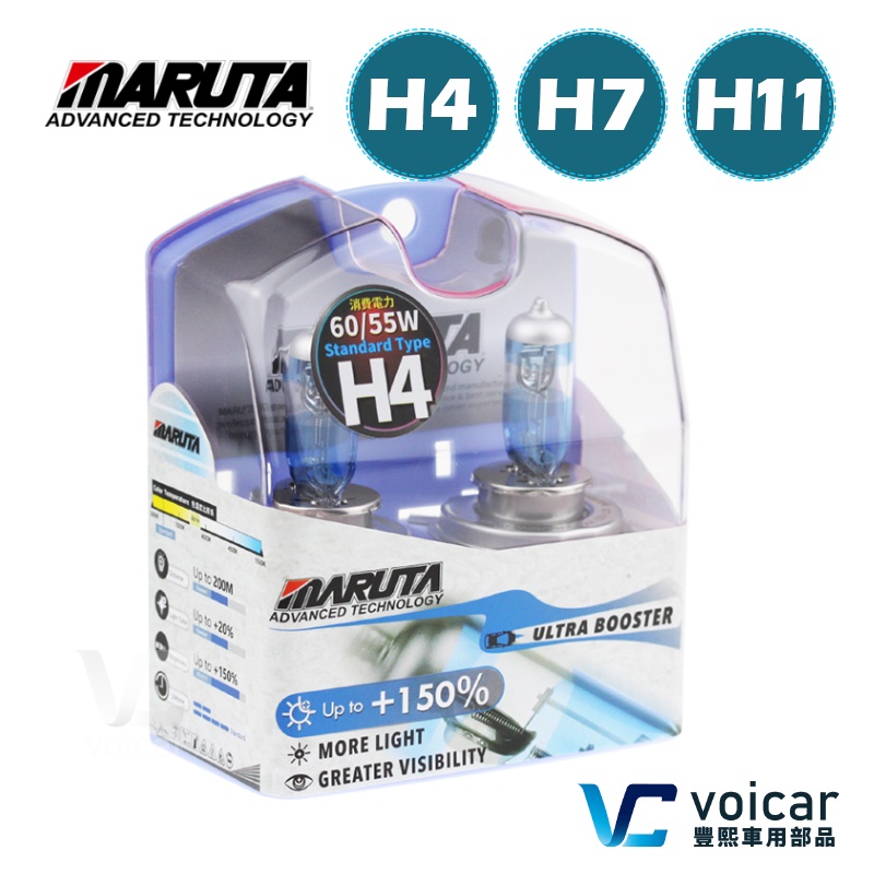 【合法驗車】日本 MARUTA ULTRA BOOSTER +150% 超速光鹵素燈泡 H4 H7 H11(贈T10燈)
