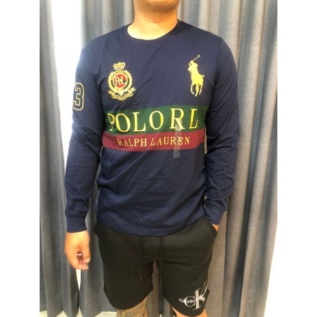 Ralph Lauren polo大馬 男成人 男款 長袖長踢 刺繡 有大尺碼 深藍