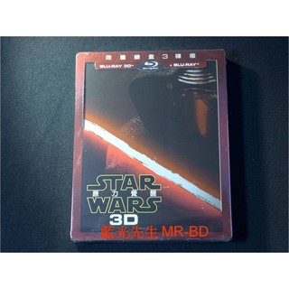 [藍光先生BD] 星際大戰7七部曲：原力覺醒 3D+2D 三碟鐵盒版 ( 得利 ) Star Wars