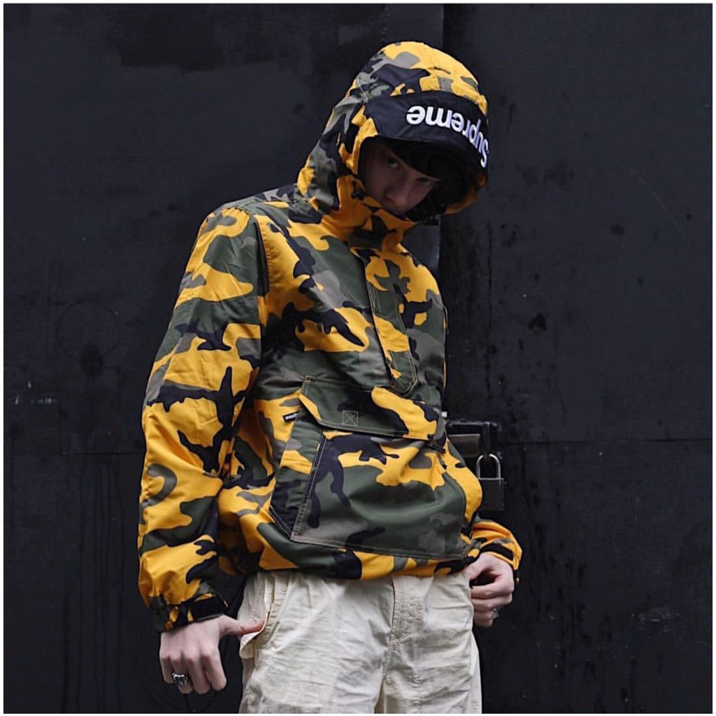 Supreme 17AW Hooded logo half zip カモフラ M Supreme Hooded Logo Half Zip Pullover Yellow Camo Men's