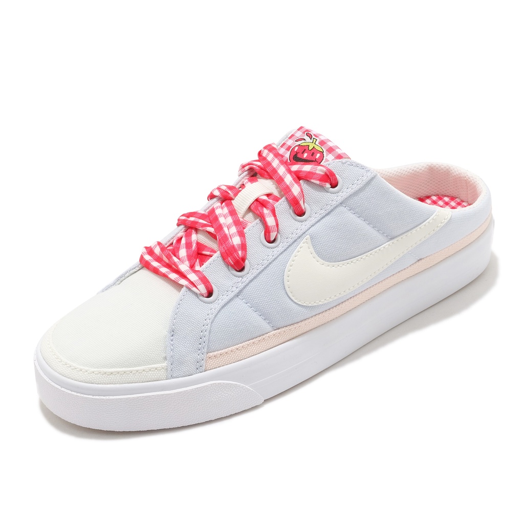 Nike 穆勒鞋 Wmns Court Legacy Mule 灰藍 紅 草莓 格紋 女鞋 ACS DJ5058-011