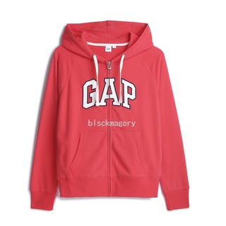 全新 GAP 女裝 冬天 Logo棉質舒適拉鍊連帽外套 尺寸S 玫瑰花叢色 橘紅色 0906-262