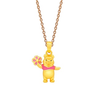 Disney迪士尼 捧花維尼黃金墜 純黃金9999 晶漾金飾鑽石JingYang Jewelry