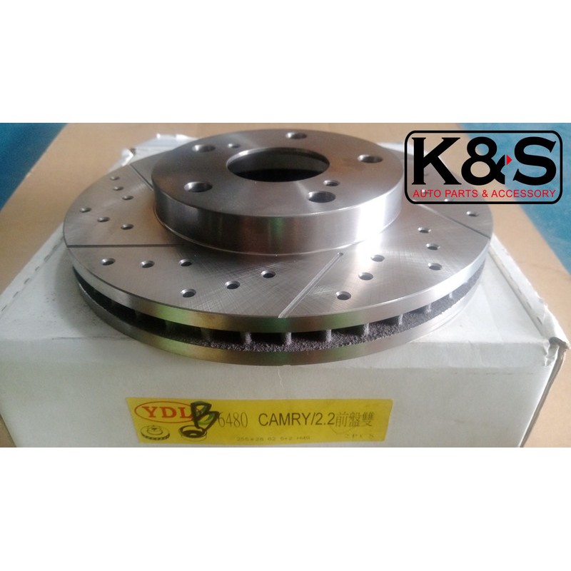 ● 凱興國際●全新YDL原廠規格打孔通風劃雙線碟盤TOYOTA豐田 CAMRY冠美麗 2.2 前盤一對255mm雙