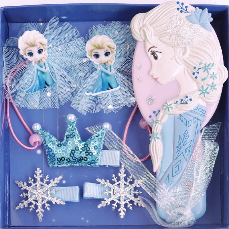兒童發飾蝴蝶結髮夾愛莎公主頭飾小孩髮卡冰雪奇緣梳子套裝禮盒