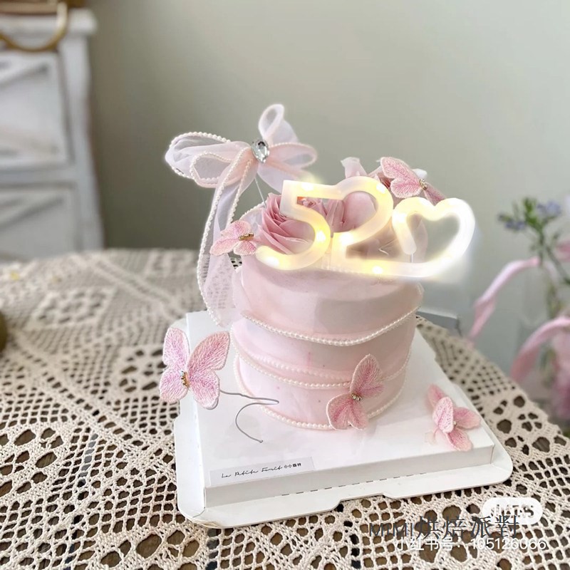 【現貨 廠家直銷】520情人節LOVE字母LED燈蛋糕烘焙裝飾廠花束生日禮盒裝飾插件蛋糕裝飾插牌 生日蛋糕