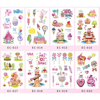18 EC 蛋糕 冰淇淋 甜品 貝果 糖果 紋身貼紙 表演造型 化裝舞會 能貼在 安全帽 汽車 機車 手機殼