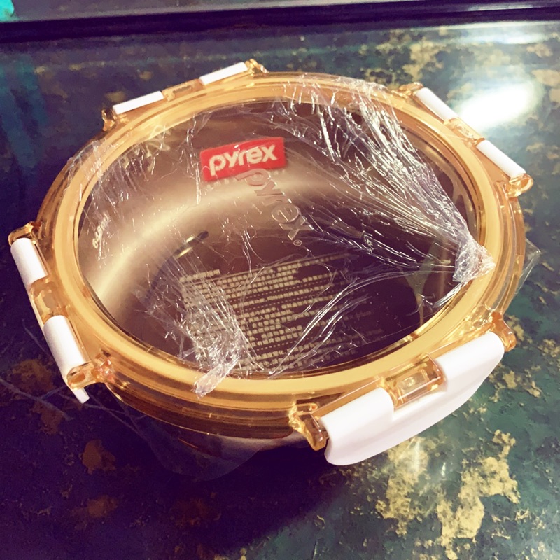 美國康寧 Pyrex Amber Clear 琥珀色 玻璃 保鮮盒 圓形 640ml