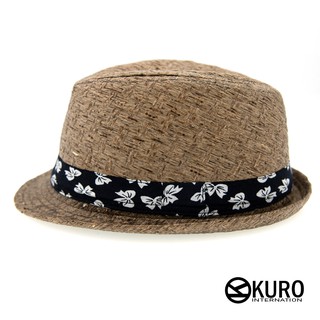KURO-SHOP茶色藍色蝴蝶結草帽紳擊帽