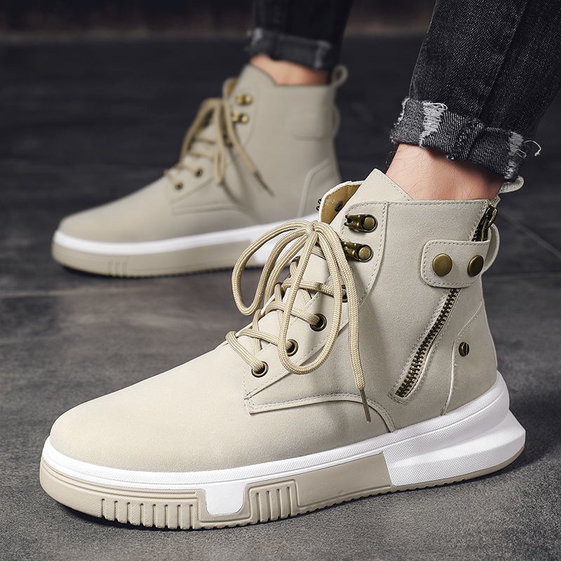 快速出貨秋冬季男鞋高幫鞋韓版潮流百搭休閑鞋子厚底增高中學生黑色鞋 蝦皮購物