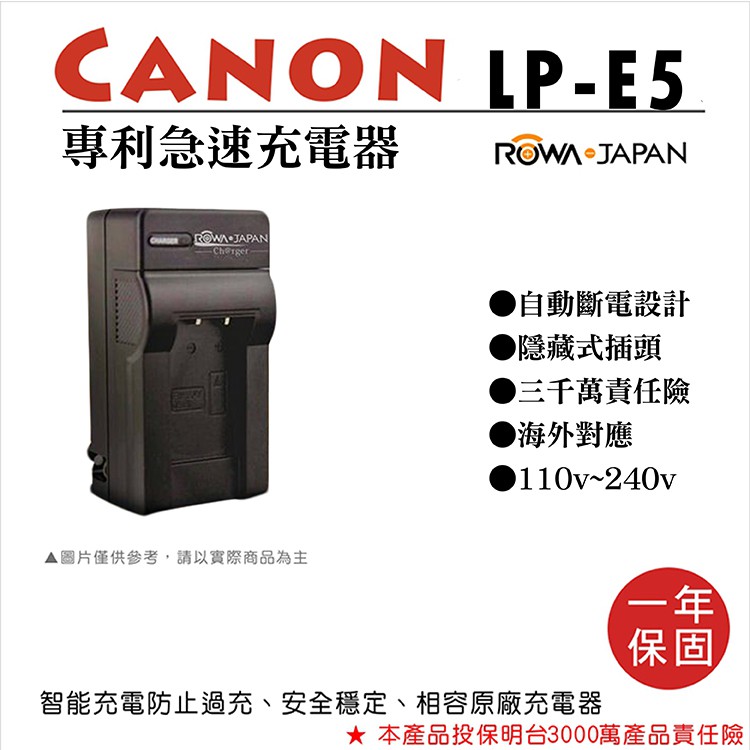 御彩@樂華 CANON LP-E5 專利快速充電器 LPE5 副廠座充 1年保固 Kiss X3 1000D 500D