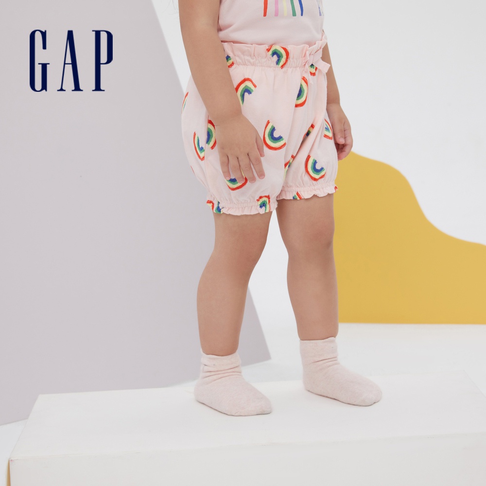Gap 嬰兒裝 花苞裝飾抽繩針織短褲 布萊納系列-彩虹印花(826078)
