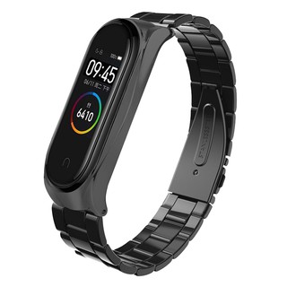 mi band 4 錶帶 無螺絲 不銹鋼錶帶 智能手錶 更換帶 NFC版 適用於小米手環4 3代 金屬腕帶