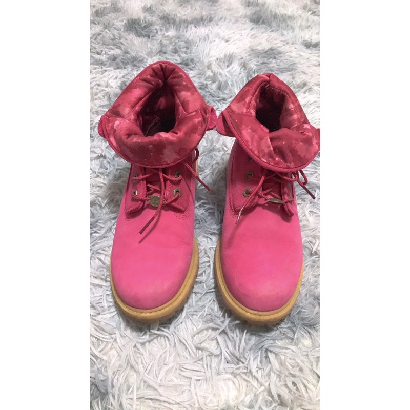 Timberland桃紅兩穿靴💖女款 登山 24.5 粉紅 反折 機能 防水 踢不爛 二手 現貨 正品 休閒 健行