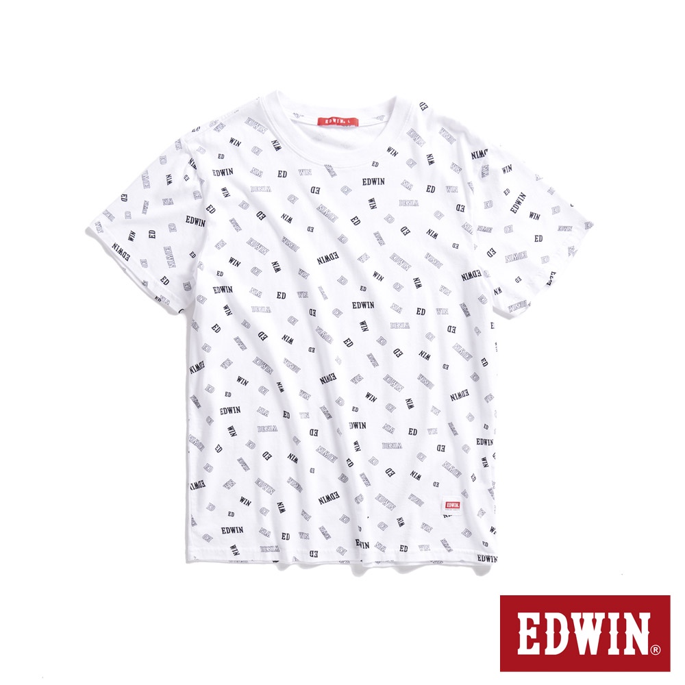 EDWIN 人氣復刻 滿版LOGO印花短袖T恤(白色)-男款