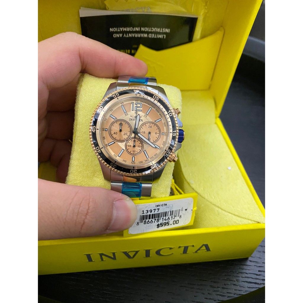 Invicta 英威塔 NO.13977 三眼 銀金 水鬼