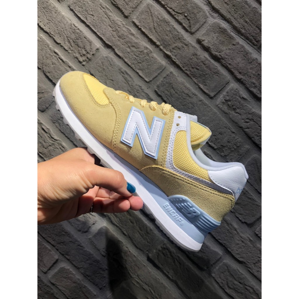 NEW BALANCE 574系列女復古慢跑鞋淺黃WL574ESG | 蝦皮購物