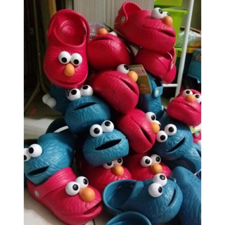 🎉🎉正品授權！美國芝麻街ELMO 3D立體眼睛餅乾怪獸布希鞋 男童女童洞洞鞋 拖鞋 鴛鴦配 大人版本