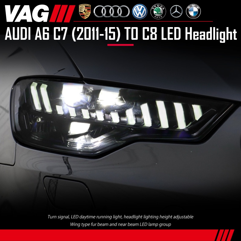 【大燈總成】AUDI A6 C7 2011-15 升級 RS6 C8 樣式大燈 奧迪A6大燈Avant Sedan通用
