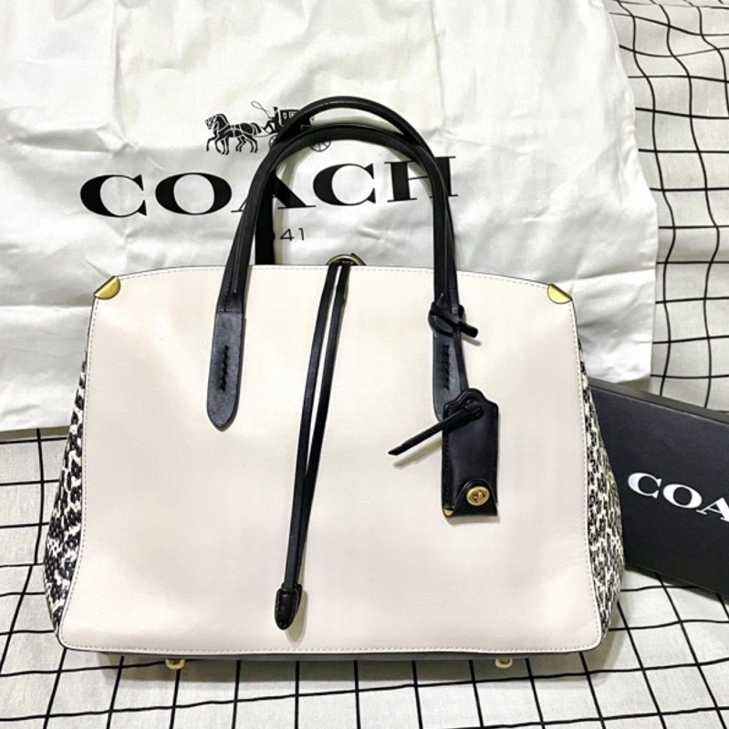 全新coach B4cah 台灣專櫃購入真蛇皮牛皮斜背包手提包托特包肩背包 蝦皮購物