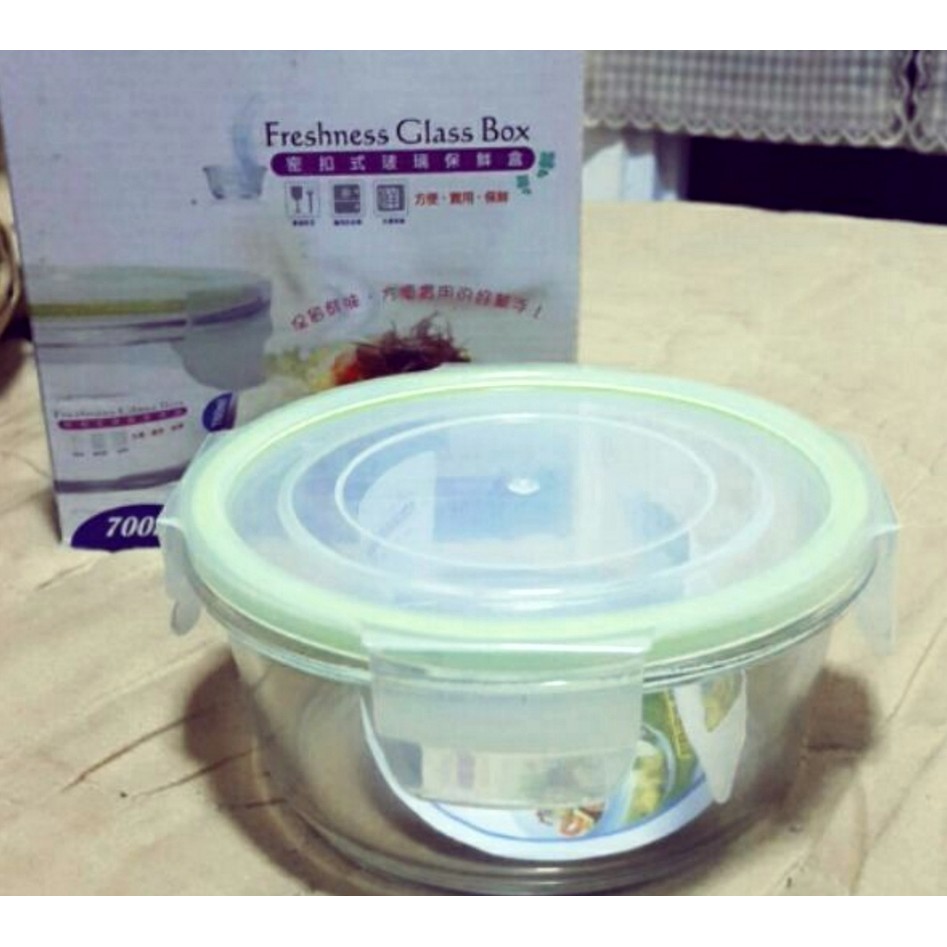 Freshness Glass Box密扣式玻璃保鮮盒700ml (圓) 廚房 保鮮便當盒收納盒 樂扣冷藏、微波 沙拉碗