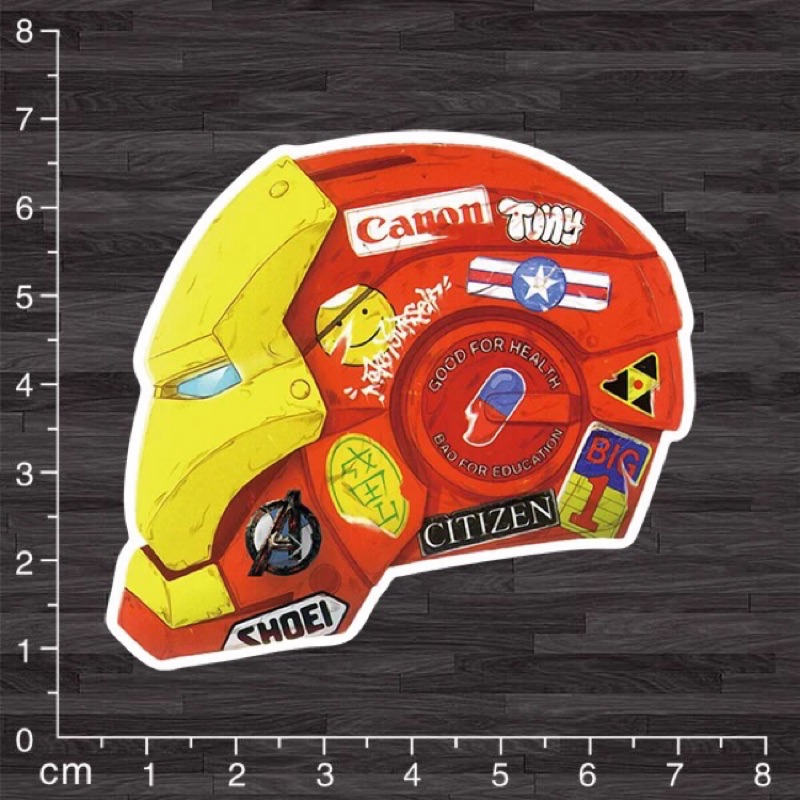 PVC 防水貼紙 鋼鐵人頭盔 行李箱貼紙 安全帽 筆電 滑板 吉他 機車 惡搞 潮流 個性 美式 貼紙