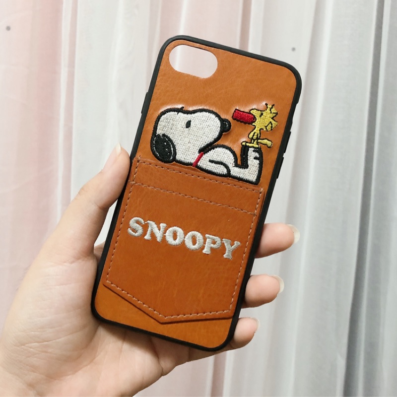 iphone7/8/SE snoopy卡通皮革手機殼 保護殼 咖啡色 可愛 硬殼