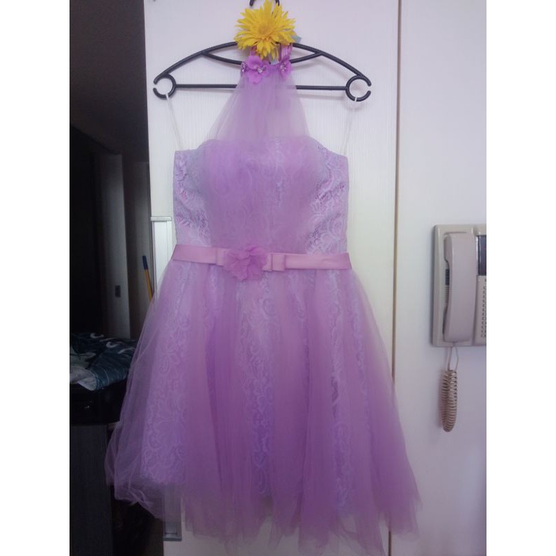 二手精品婚紗紫色小禮服