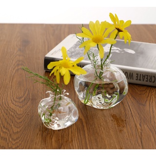 【巨路生活】花瓶 日式手作花器玻璃 創意錘紋小石榴幹花