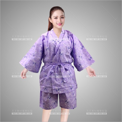 (MIT)TaiRay桑拿按摩和服浴衣(短衣+褲)-蝴蝶紫[98967]美容SAP客人套裝