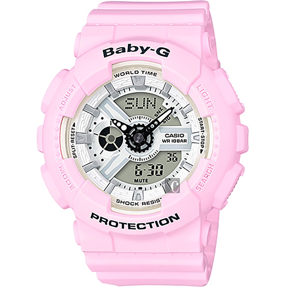CASIO 卡西歐 Baby-G 粉嫩雙顯錶-粉紅(BA-110BE-4ADR)