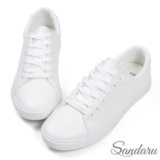 山打努SANDARU-小白鞋 超舒適柔軟皮革純白休閒鞋
