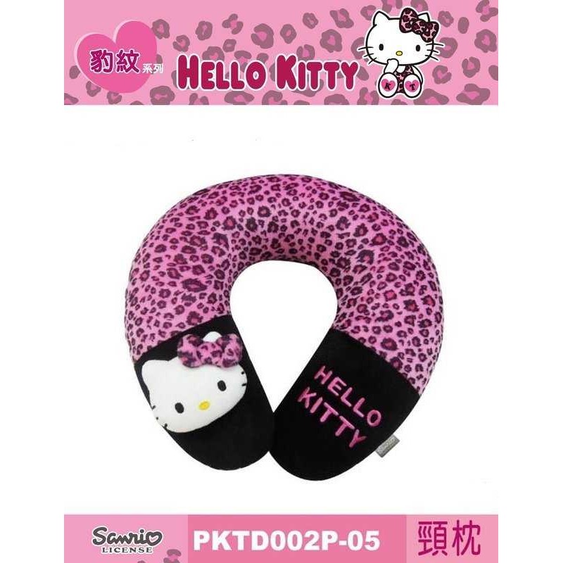 車資樂㊣汽車用品【PKTD002P-05】Hello Kitty 粉紅豹紋系列 可愛車用U型枕 護頸枕 頭枕