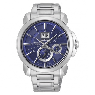 SEIKO 精工 (7D56-0AG0B)(SNP161J1) Premier 人動電能萬年曆腕錶-藍面 /42.9mm