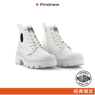 PALLADIUM PALLATWILL 高筒厚跟美腿靴 拉鍊帆布靴 白色 96907-116【Findnew】