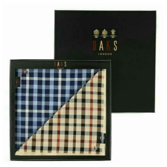 日本帶回【情人節限定】商品 日本製 DAKS （二條裝）經典格紋手帕禮盒