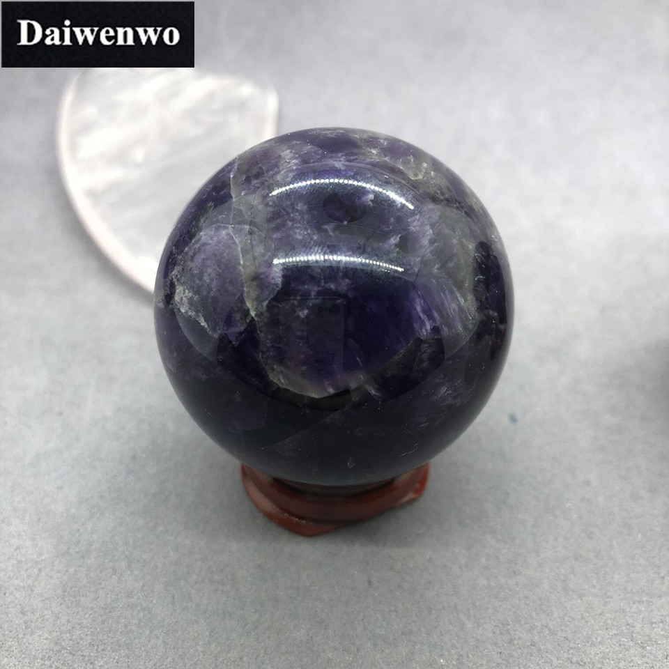 4-5cm天然石夢幻紫水晶球DIY裝飾水晶擺件 招財風水水晶球送底座