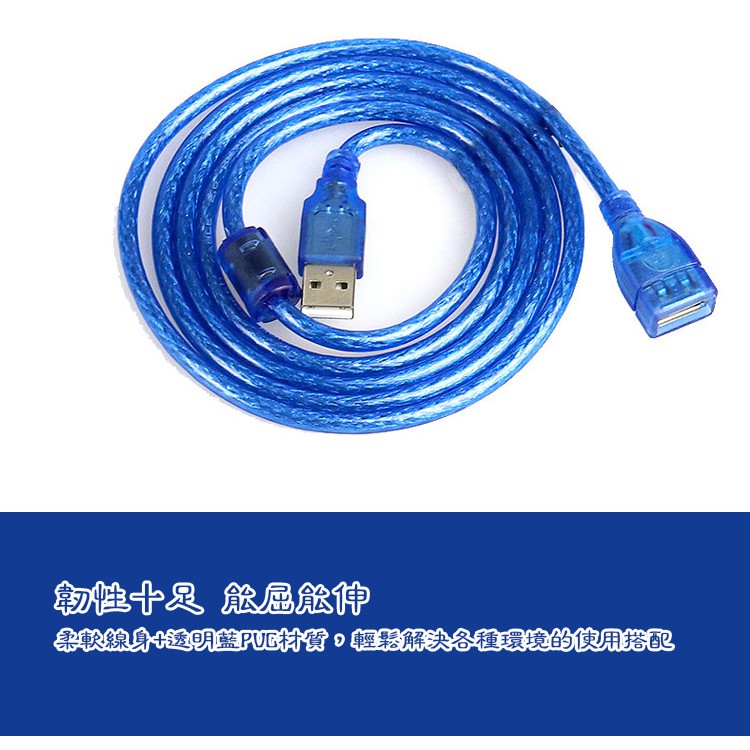 USB 延長線 高速2.0 數據延長線 純銅 公對母 數據線 帶磁環 A公 TO A母 1.5米 3米 1.5M 3M