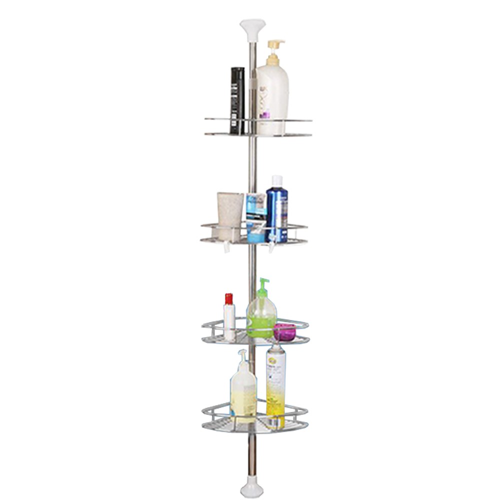 頂天立地浴室角落架 不鏽鋼 四層鍍烙鐵盤 廚房置物架 浴室衛浴置物架 層架 牆角收納 免運 現貨 廠商直送